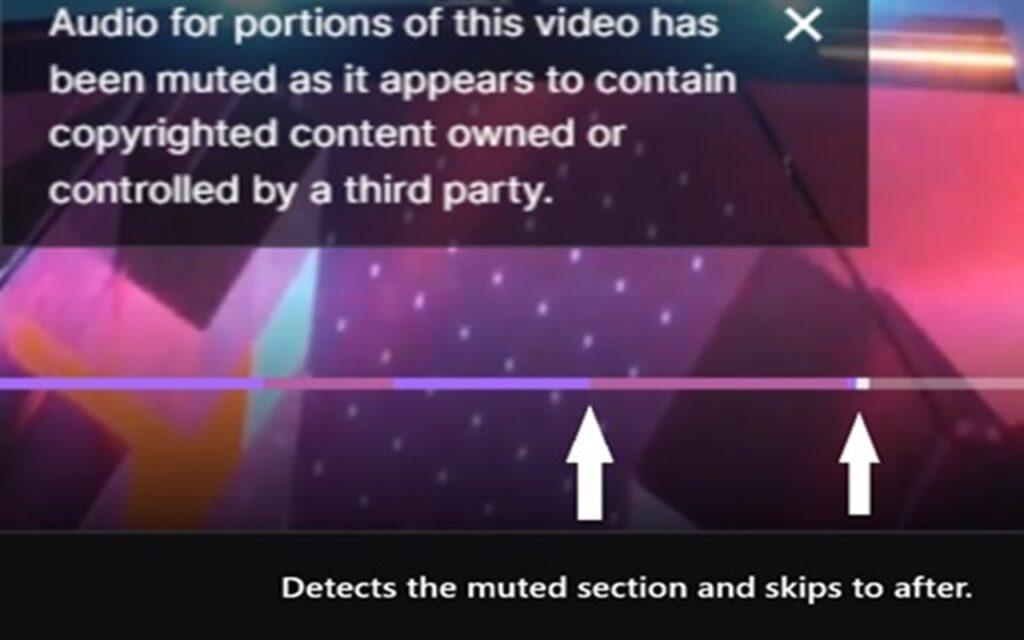 Twitch VOD timeline showing red muted sections after copyrighted music was detected in the live stream recording.